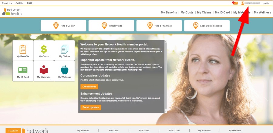 network health member portal screenshot