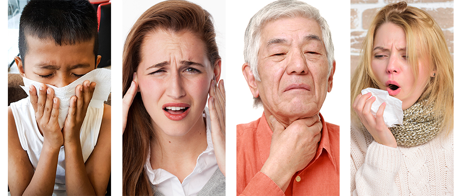 group of people exhibiting various symptoms