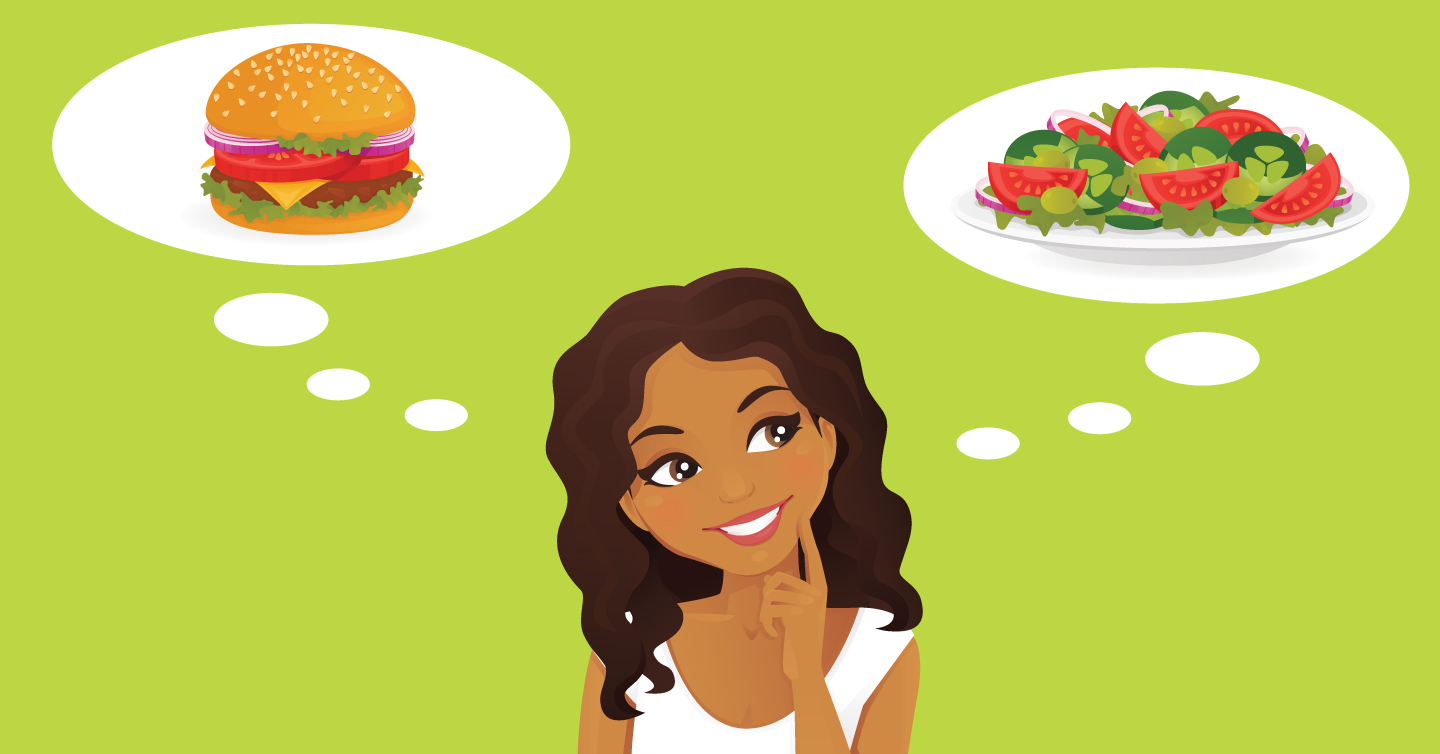 graphic of someone choosing food for hydration