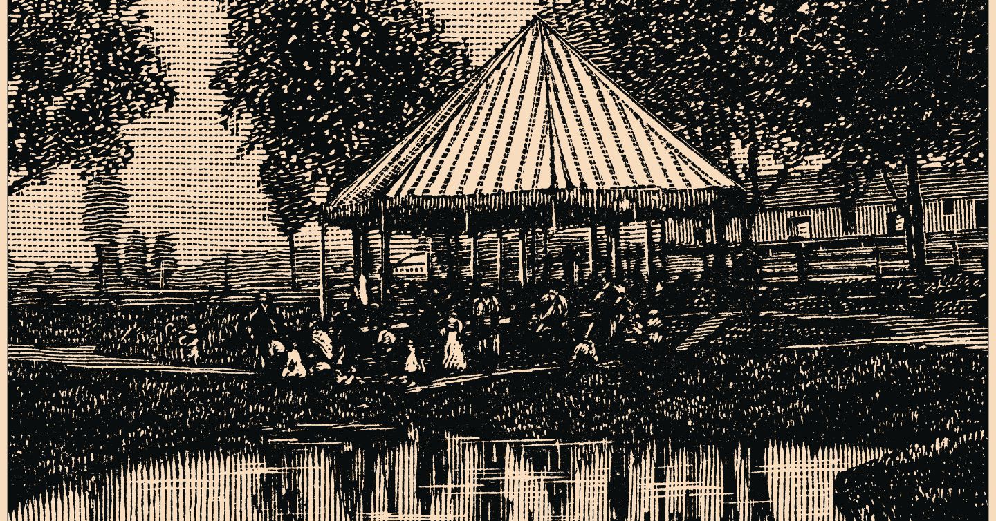 antique illustration of mineral springs in waukesha