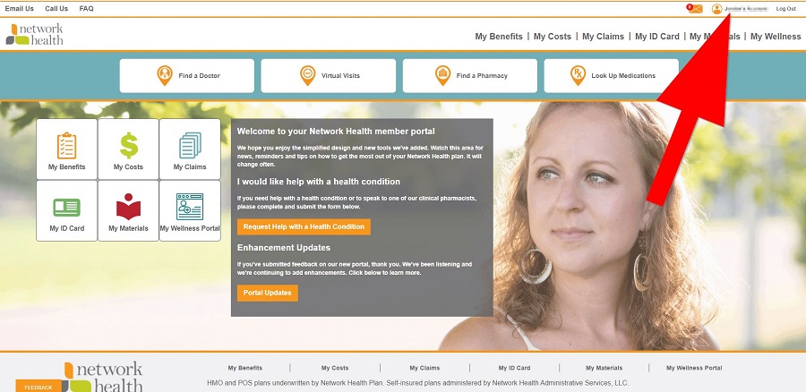 screenshot of member portal 1
