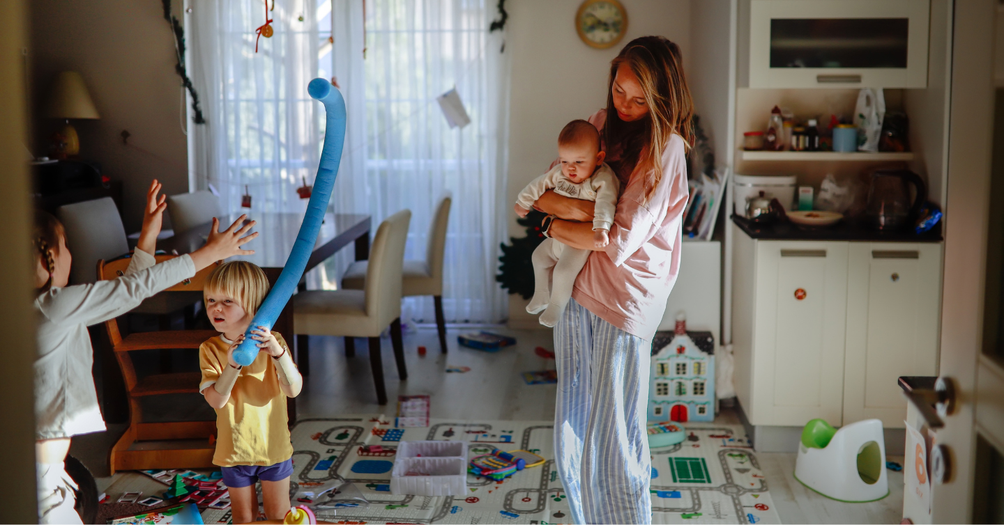 a busy mom taking care of her kids with no time to take care of herself