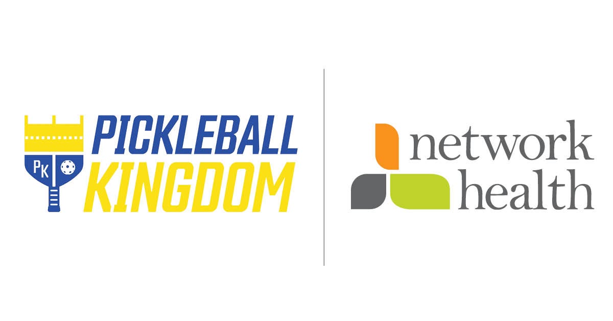 two logos side by side for network health and pickleball kingdom